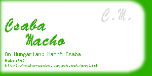 csaba macho business card